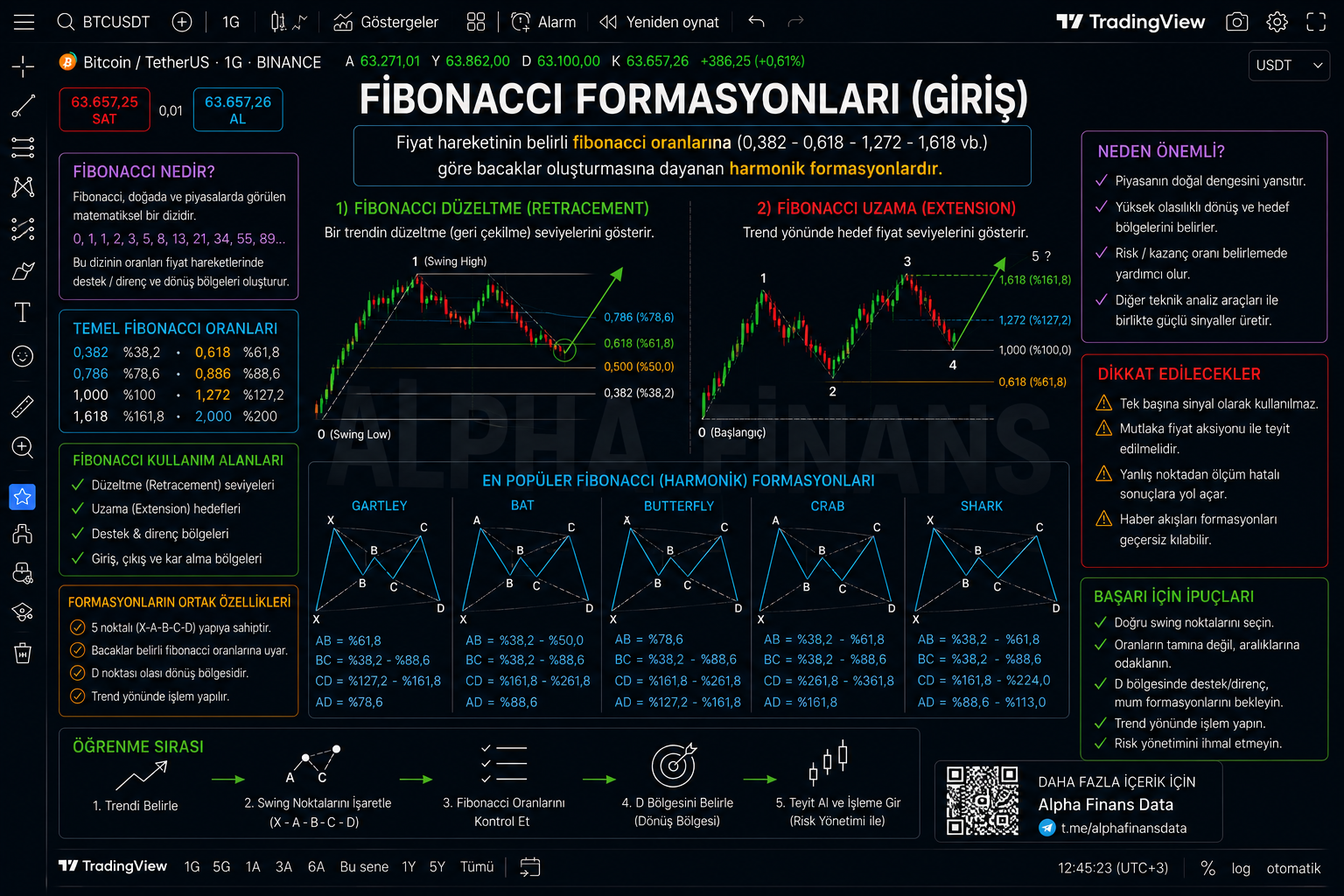 Fibonacci retracement seviyeleri örneği