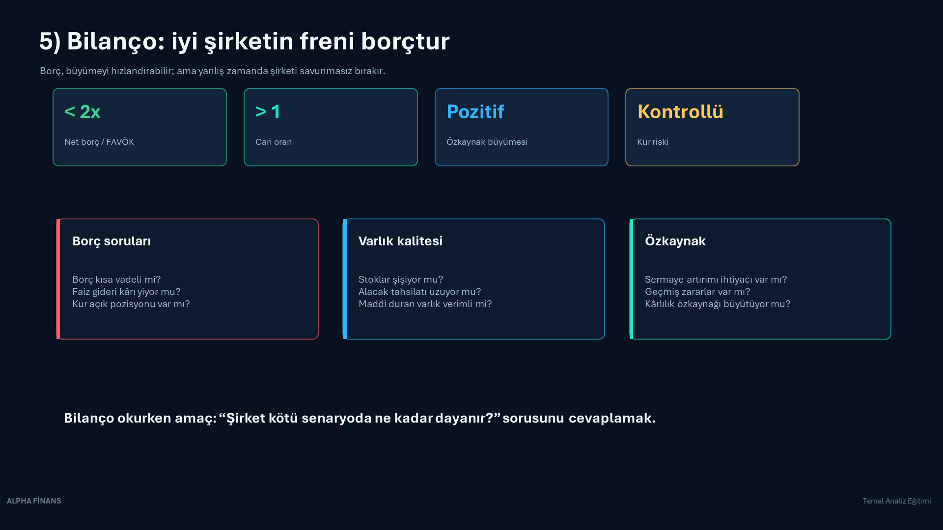 Bilanço iyi şirketin freni borçtur