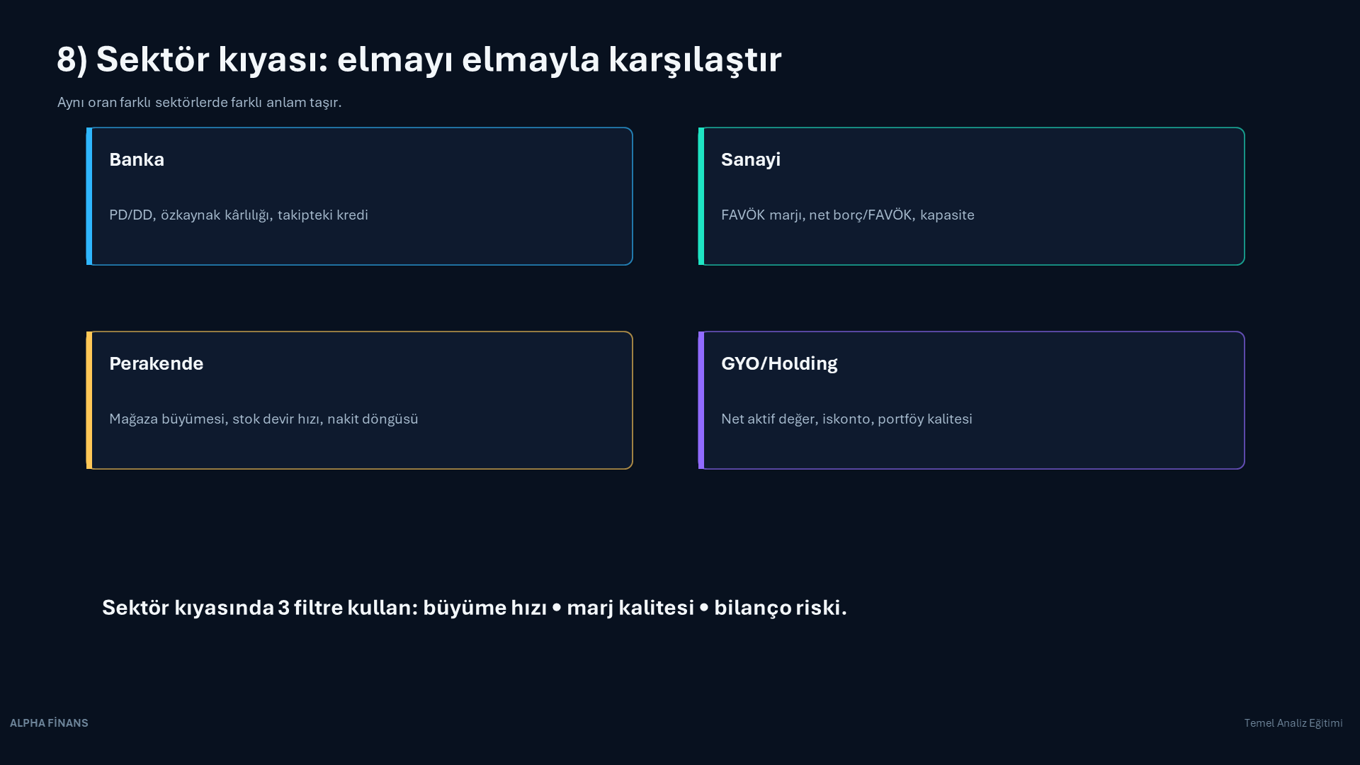 Sektör kıyası elmayı elmayla karşılaştır